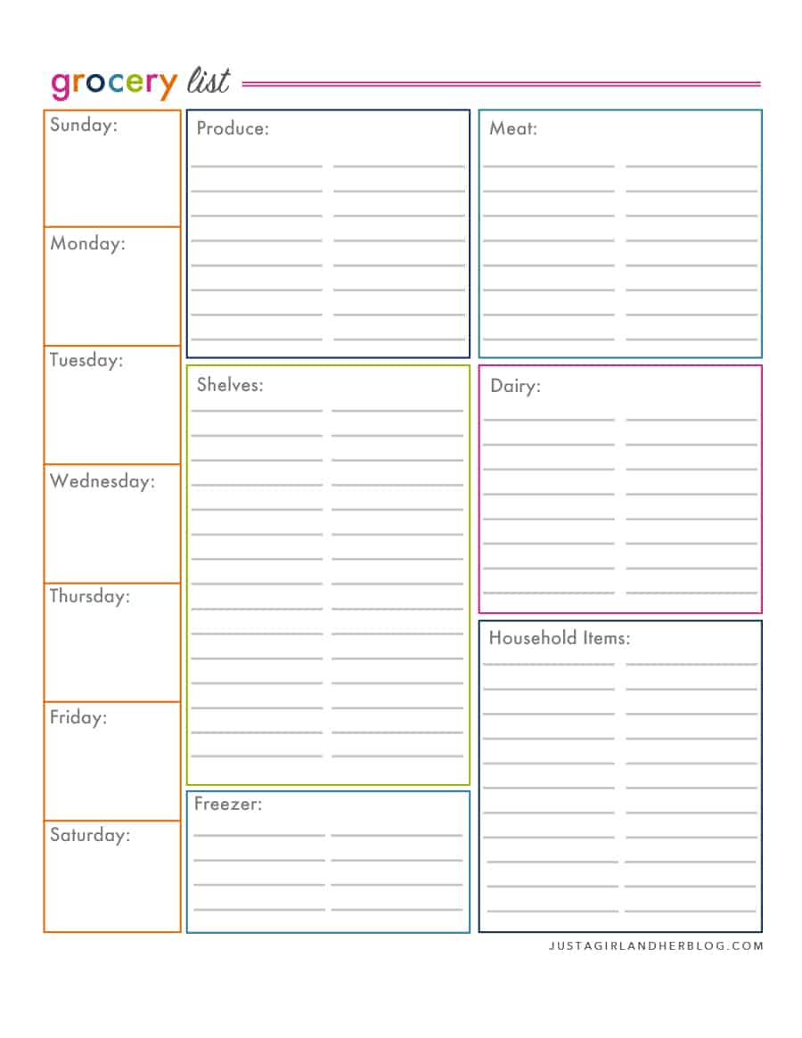 Free Printable Grocery List and Shopping