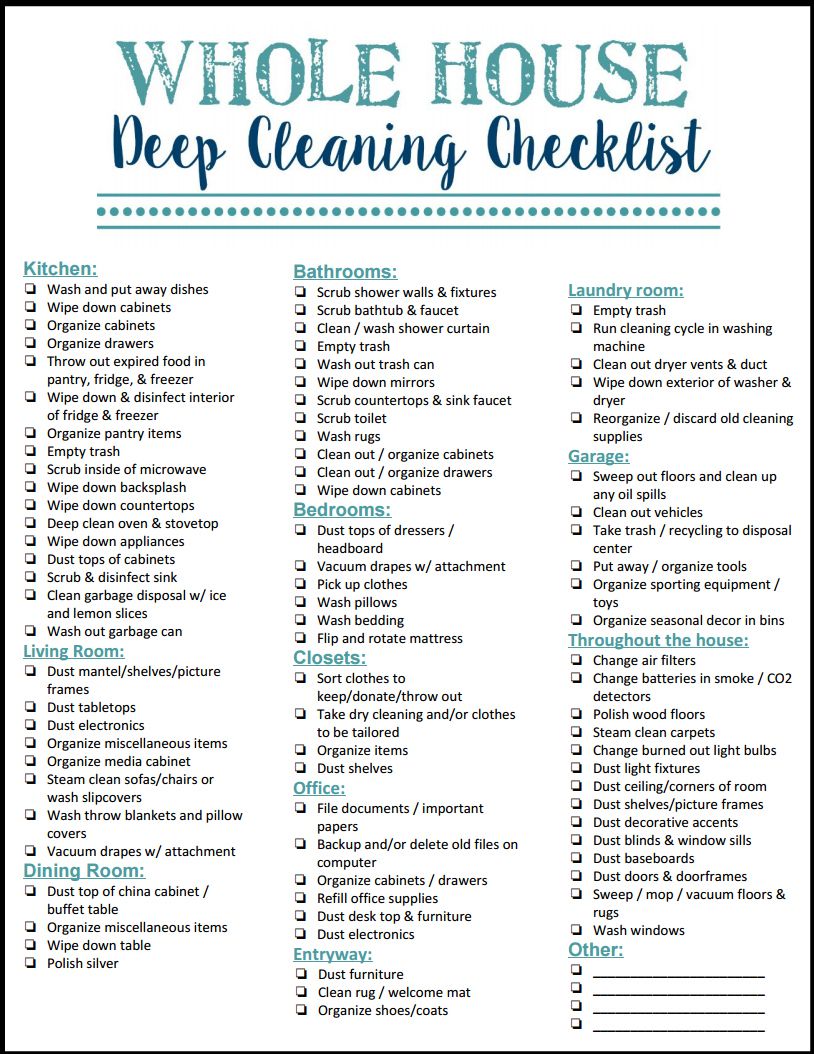 House Cleaning Checklist