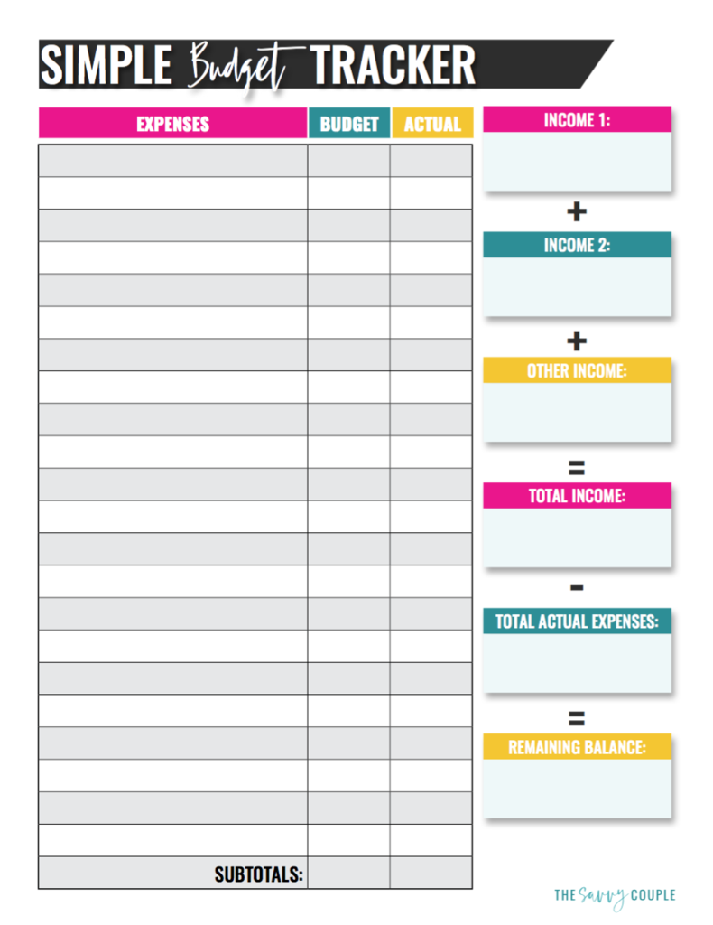 Simple Monthly Budget Tracker Simple Monthly Budget Tracker