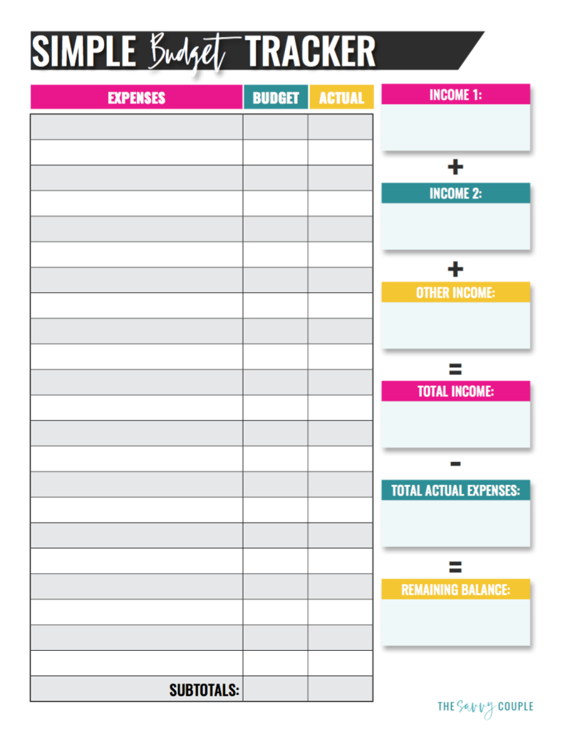 Simple Monthly Budget Tracker