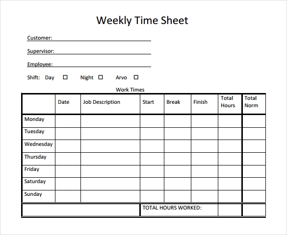 Weekly Timesheet Template Weekly Timesheet Template