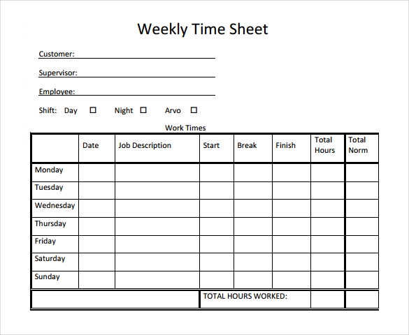 Weekly Timesheet Template